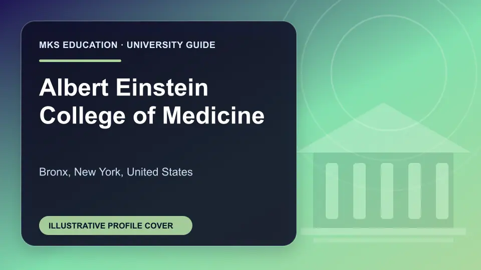 Illustrative MKS Education profile cover for Albert Einstein College of Medicine in the USA