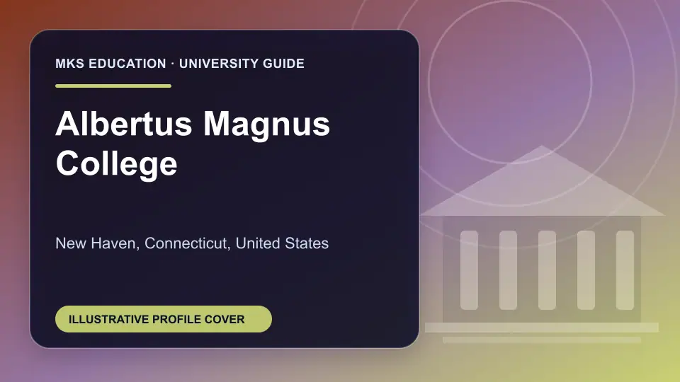 Illustrative MKS Education profile cover for Albertus Magnus College in the USA
