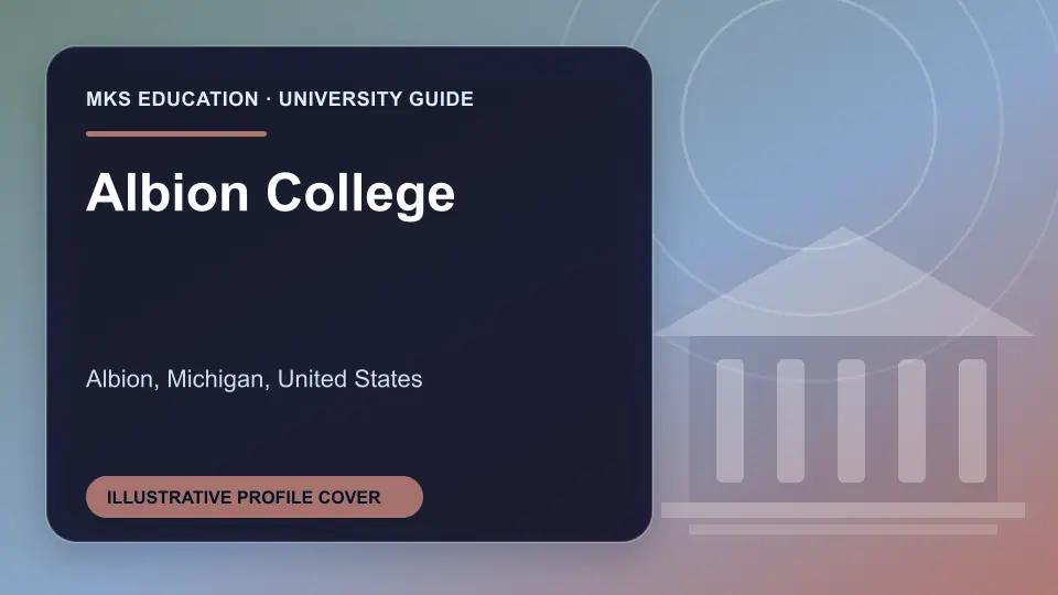 Illustrative MKS Education profile cover for Albion College in the USA