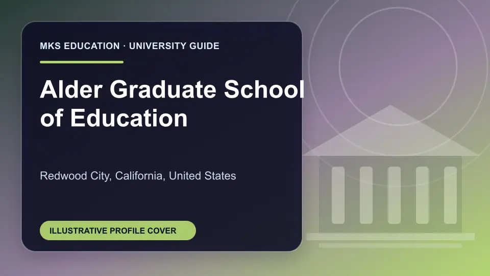 Illustrative MKS Education profile cover for Alder Graduate School of Education in the USA