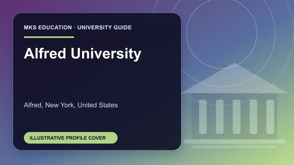 Illustrative MKS Education profile cover for Alfred University in the USA