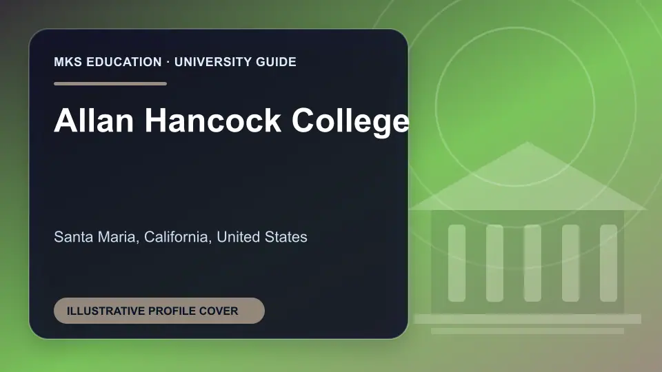Illustrative MKS Education profile cover for Allan Hancock College in the USA