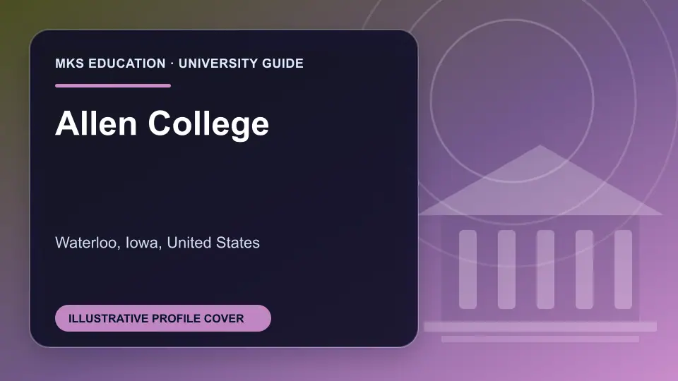 Illustrative MKS Education profile cover for Allen College in the USA