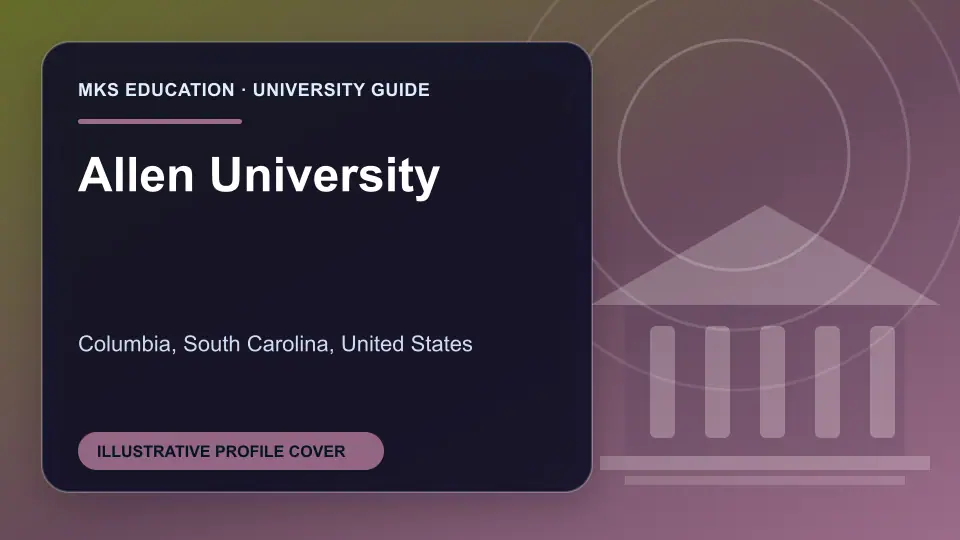 Illustrative MKS Education profile cover for Allen University in the USA