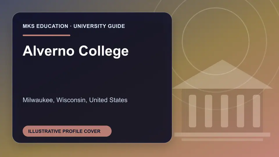 Illustrative MKS Education profile cover for Alverno College in the USA