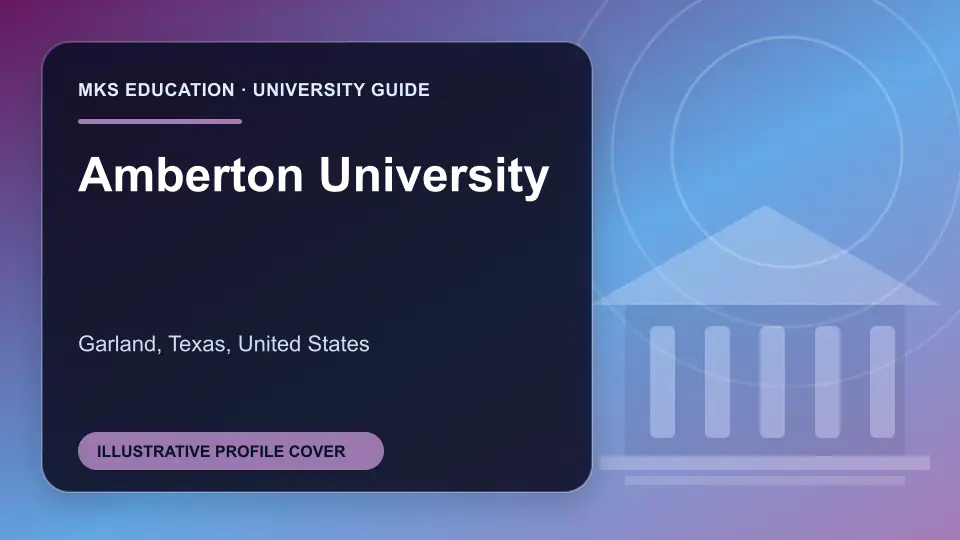 Illustrative MKS Education profile cover for Amberton University in the USA