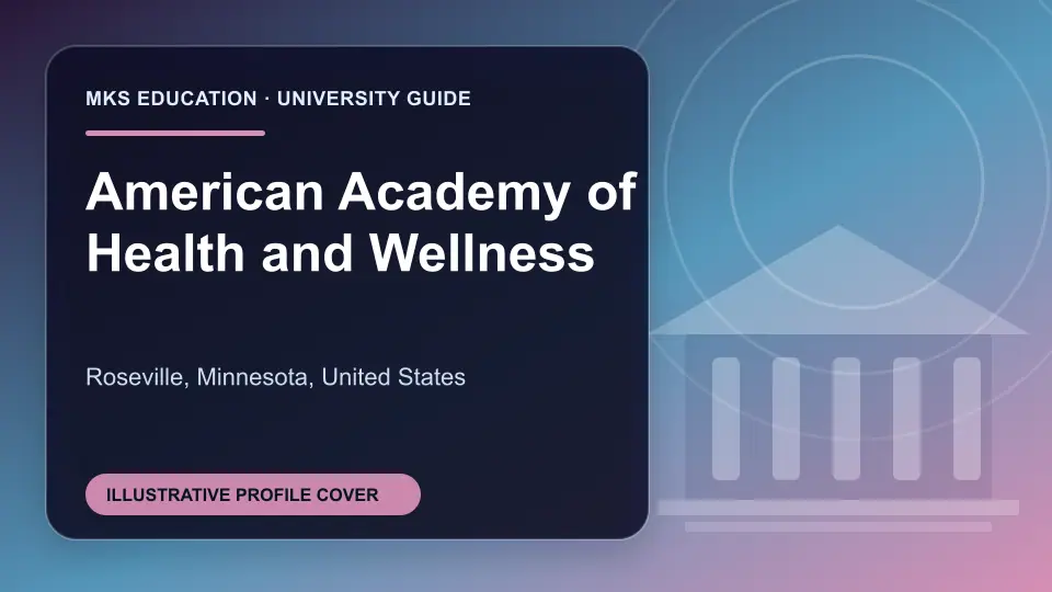 Illustrative MKS Education profile cover for American Academy of Health and Wellness in the USA