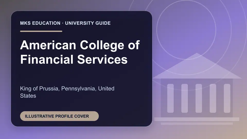 Illustrative MKS Education profile cover for American College of Financial Services in the USA