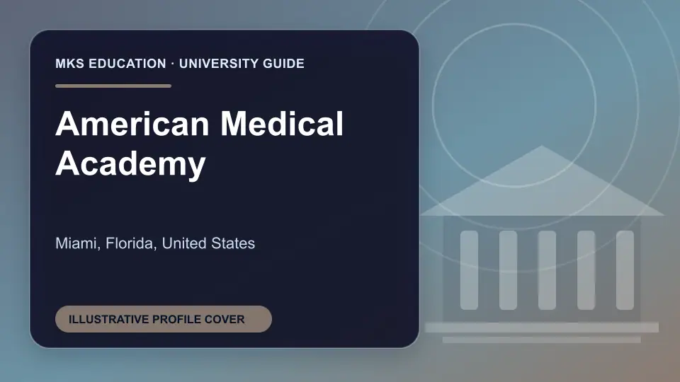 Illustrative MKS Education profile cover for American Medical Academy in the USA