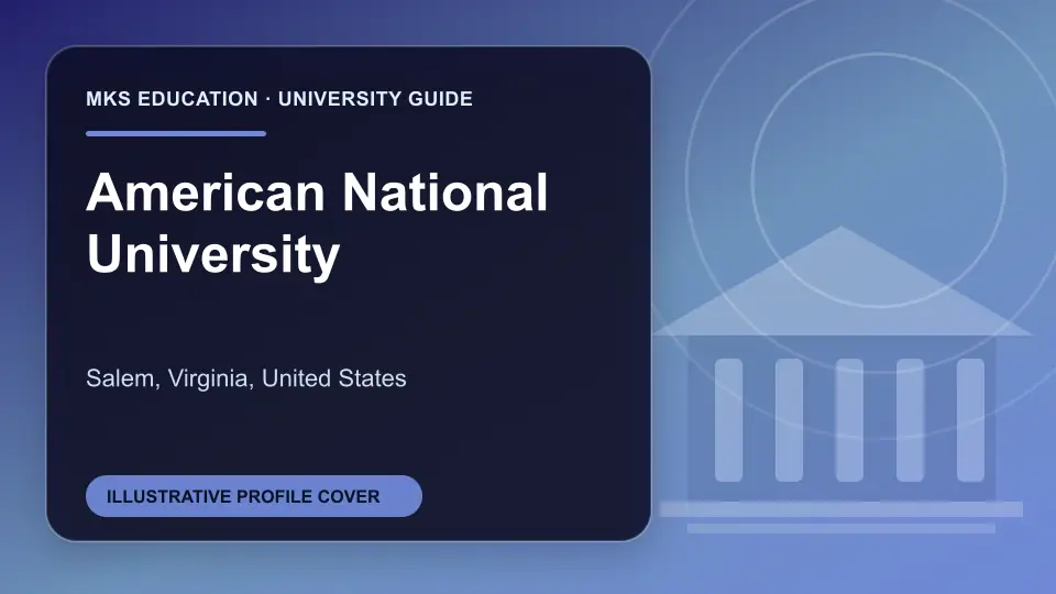 Illustrative MKS Education profile cover for American National University in the USA