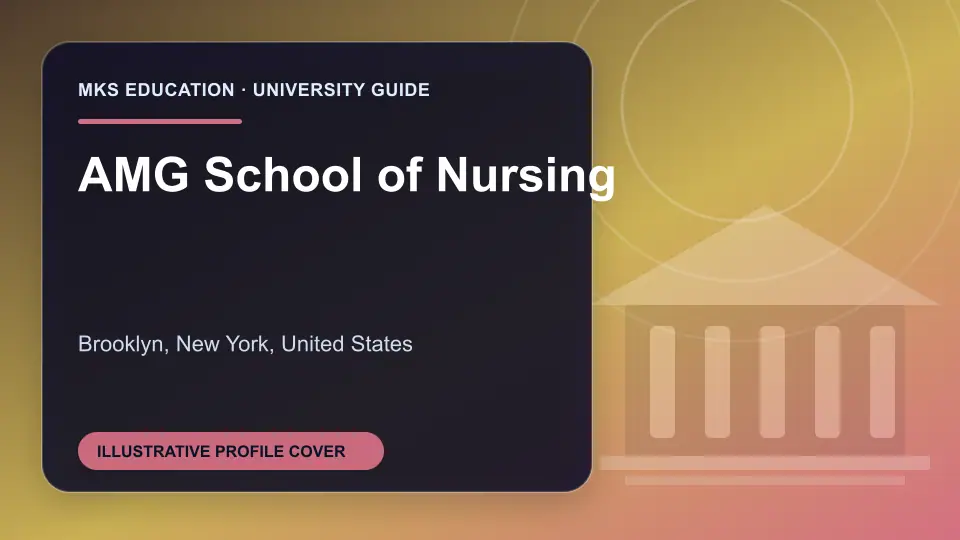 Illustrative MKS Education profile cover for AMG School of Nursing in the USA