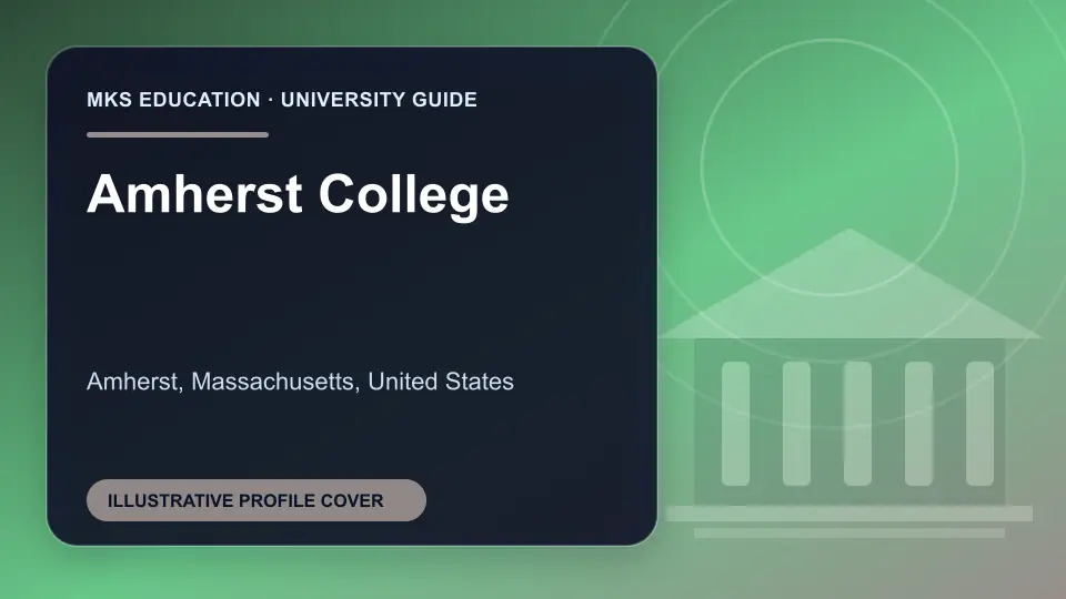 Illustrative MKS Education profile cover for Amherst College in the USA