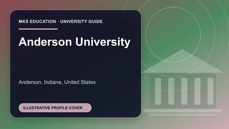 Illustrative MKS Education profile cover for Anderson University in the USA