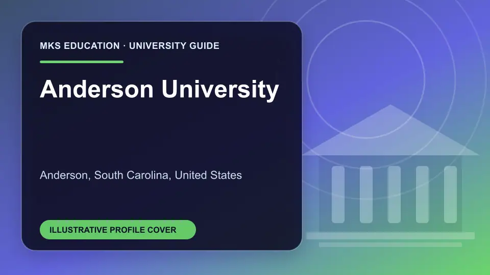 Illustrative MKS Education profile cover for Anderson University in the USA