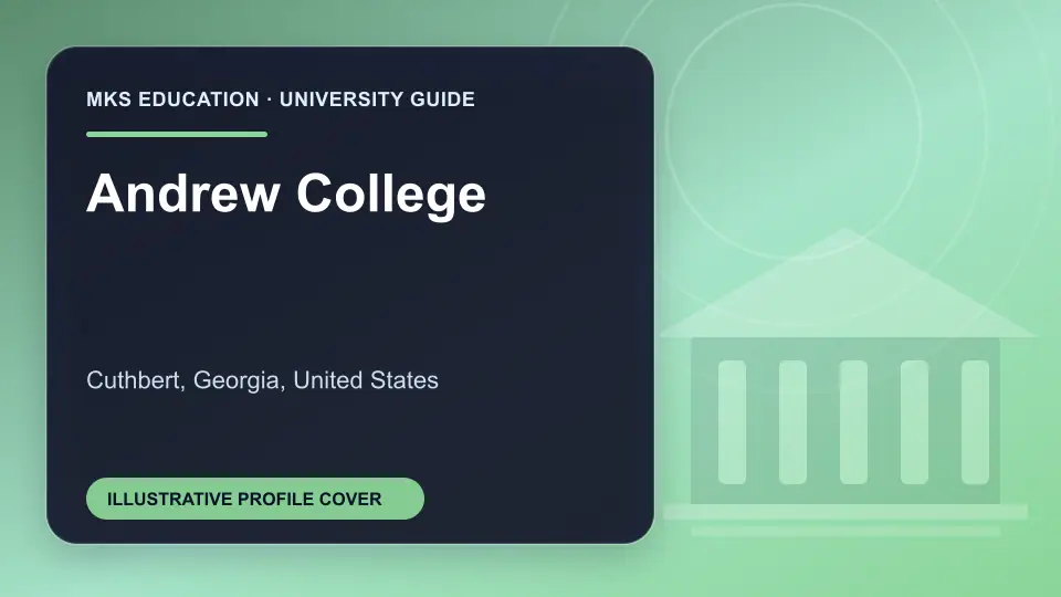Illustrative MKS Education profile cover for Andrew College in the USA