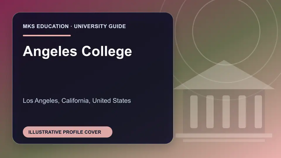 Illustrative MKS Education profile cover for Angeles College in the USA