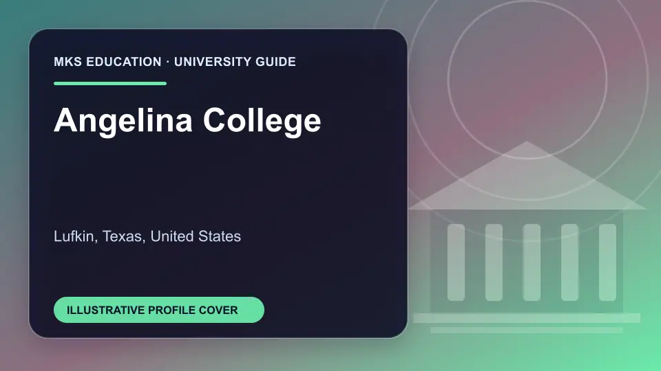 Illustrative MKS Education profile cover for Angelina College in the USA