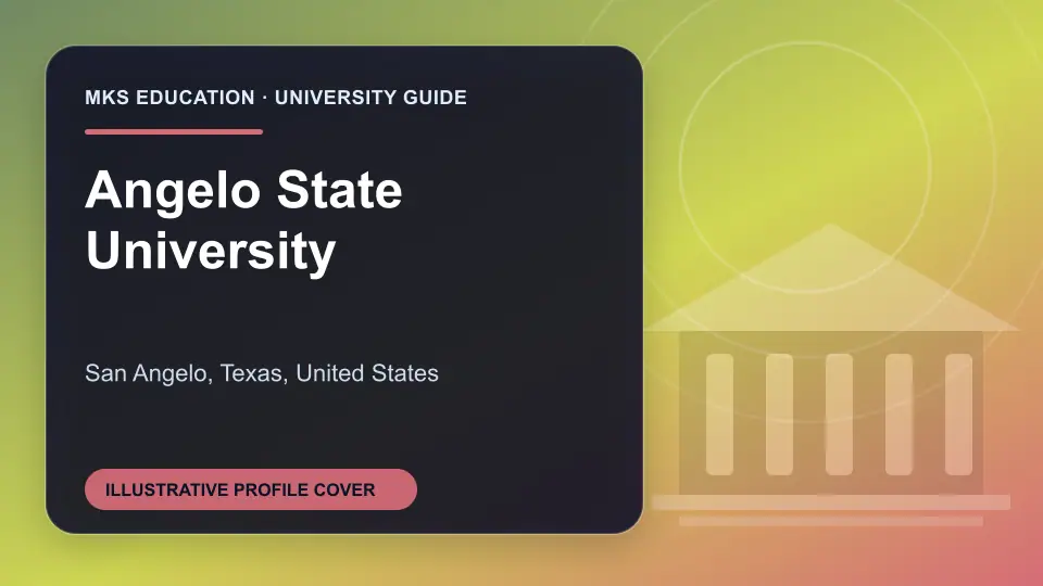 Illustrative MKS Education profile cover for Angelo State University in the USA