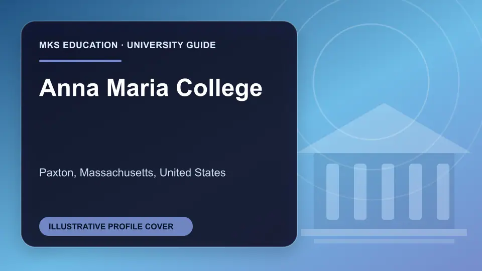 Illustrative MKS Education profile cover for Anna Maria College in the USA