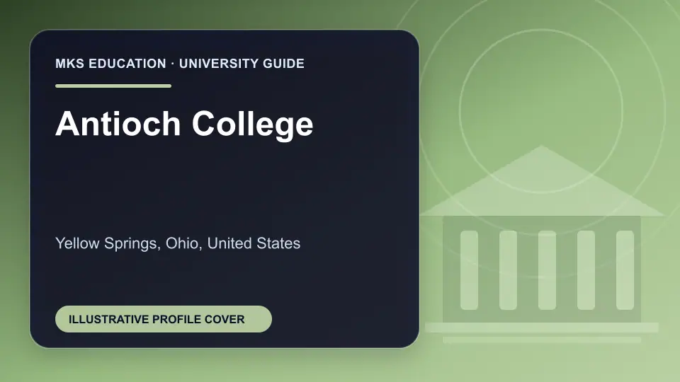 Illustrative MKS Education profile cover for Antioch College in the USA