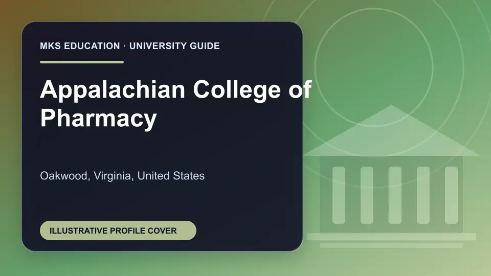 Illustrative MKS Education profile cover for Appalachian College of Pharmacy in the USA