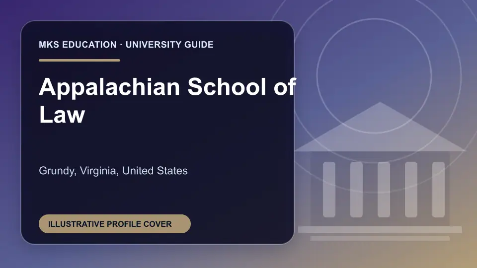 Illustrative MKS Education profile cover for Appalachian School of Law in the USA