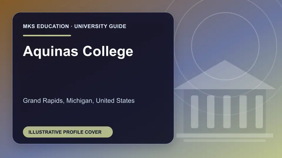Illustrative MKS Education profile cover for Aquinas College in the USA