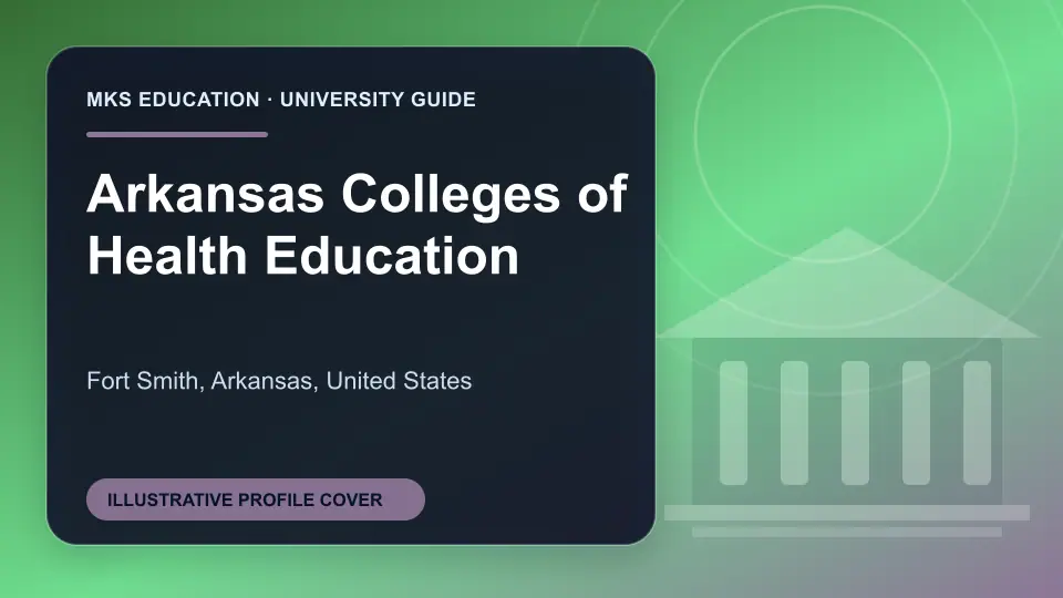 Illustrative MKS Education profile cover for Arkansas Colleges of Health Education in the USA