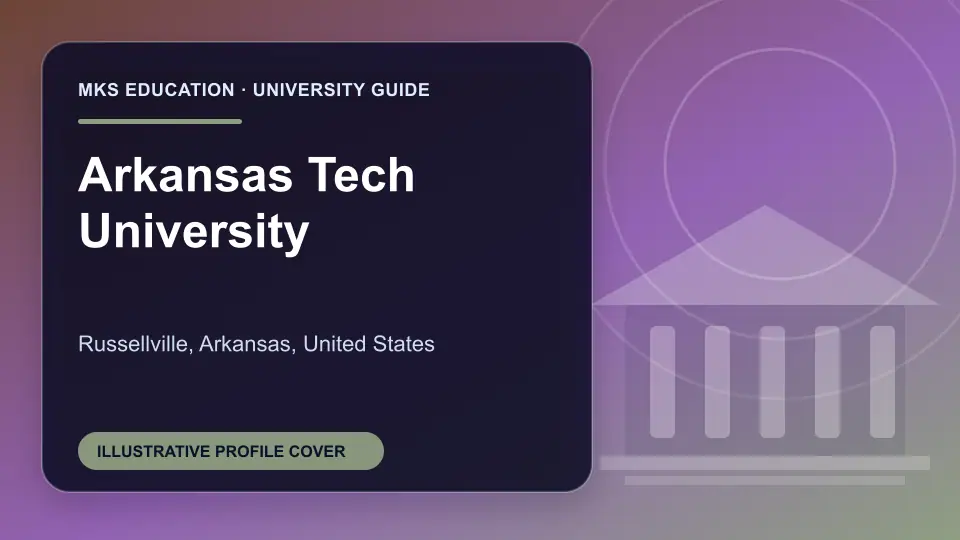 Illustrative MKS Education profile cover for Arkansas Tech University in the USA