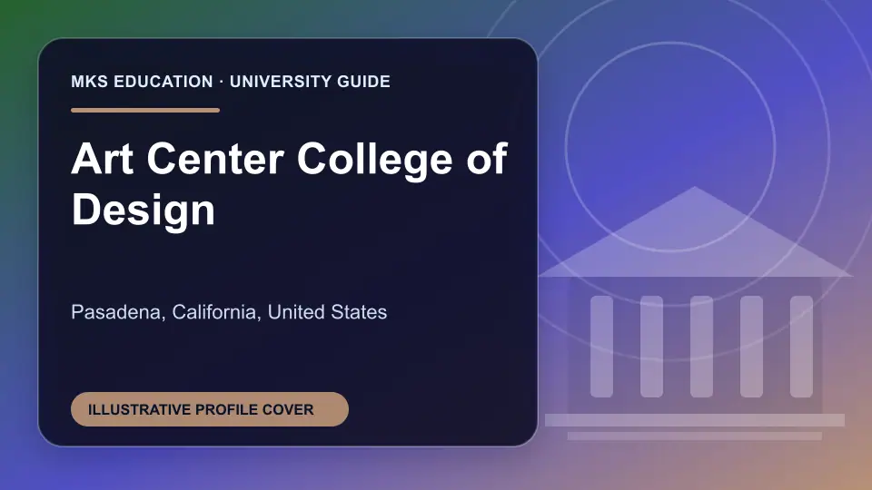 Illustrative MKS Education profile cover for Art Center College of Design in the USA