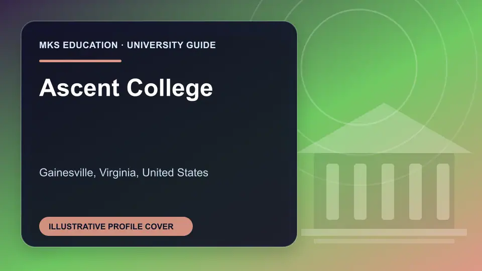 Illustrative MKS Education profile cover for Ascent College in the USA