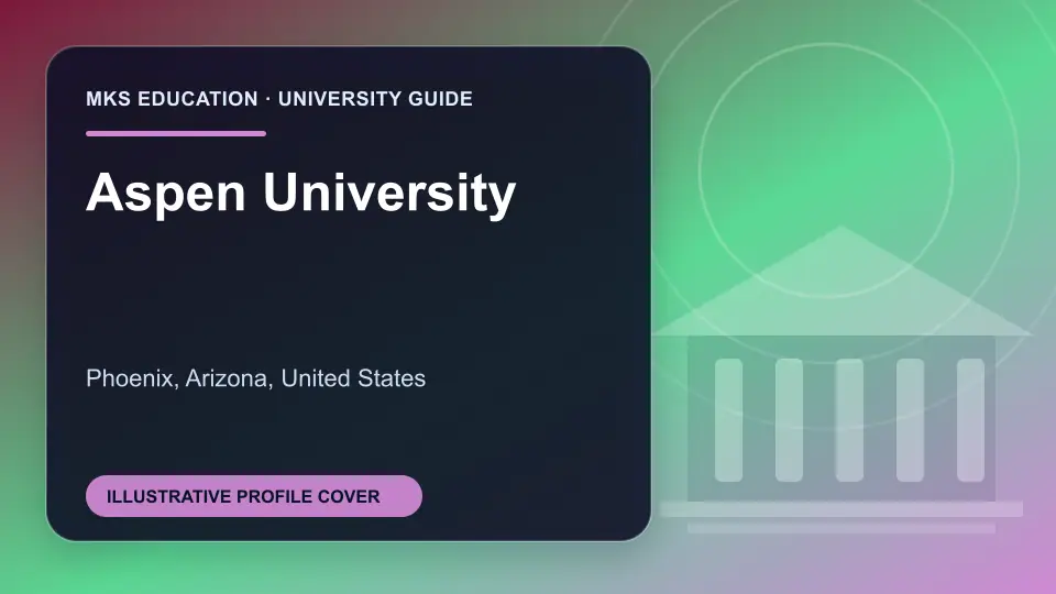 Illustrative MKS Education profile cover for Aspen University in the USA