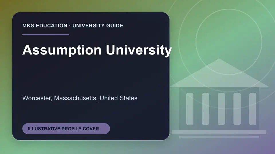 Illustrative MKS Education profile cover for Assumption University in the USA