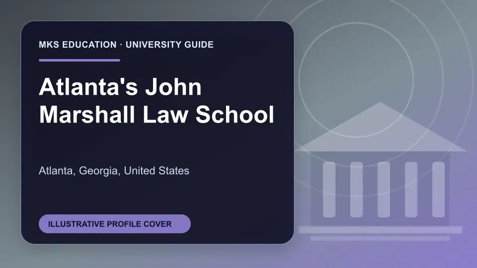 Illustrative MKS Education profile cover for Atlanta's John Marshall Law School in the USA