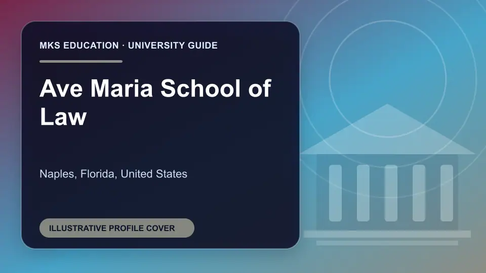 Illustrative MKS Education profile cover for Ave Maria School of Law in the USA