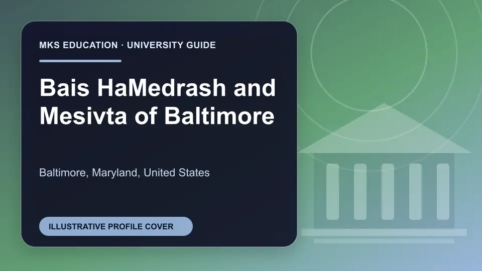 Illustrative MKS Education profile cover for Bais HaMedrash and Mesivta of Baltimore in the USA
