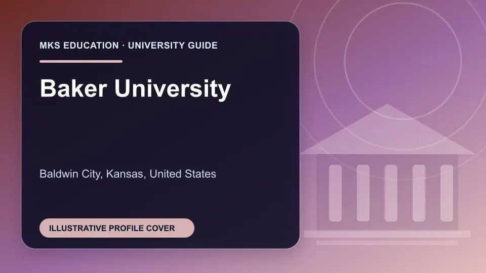 Illustrative MKS Education profile cover for Baker University in the USA