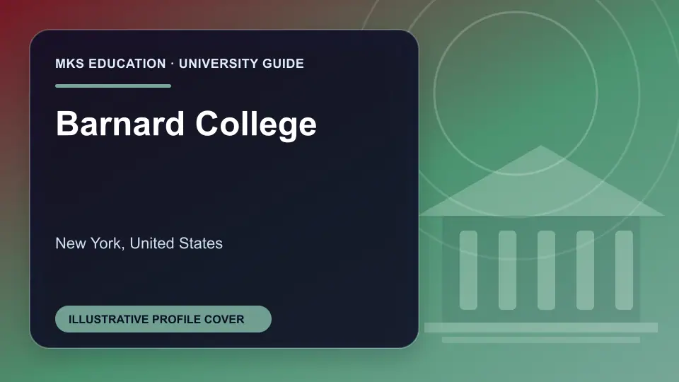 Illustrative MKS Education profile cover for Barnard College in the USA