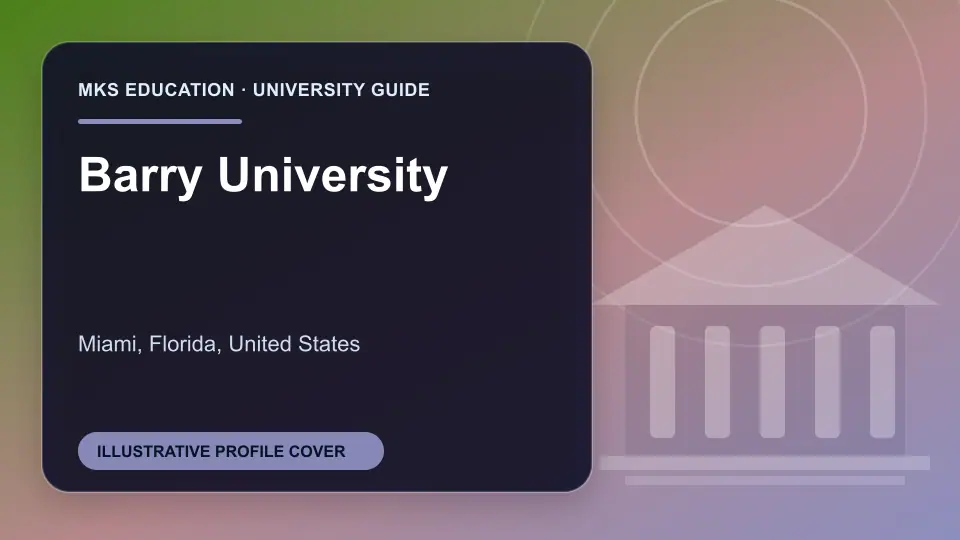 Illustrative MKS Education profile cover for Barry University in the USA