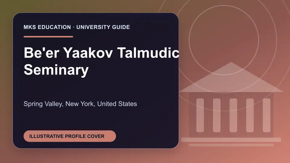 Illustrative MKS Education profile cover for Be'er Yaakov Talmudic Seminary in the USA