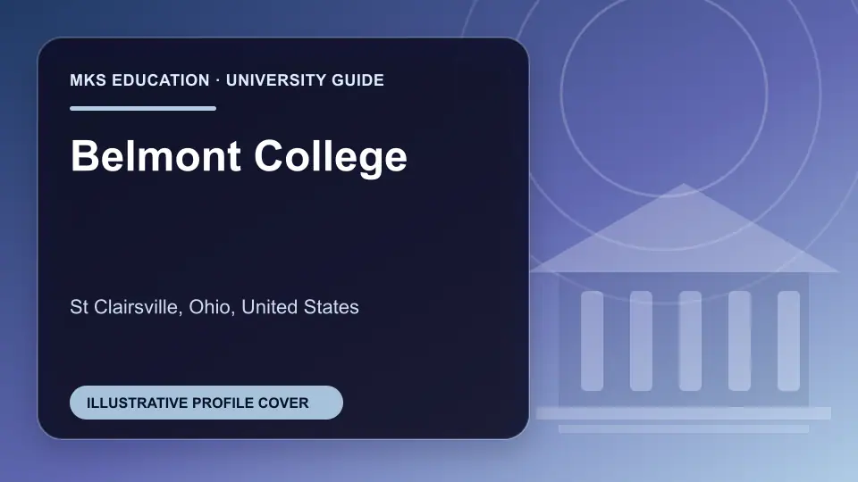 Illustrative MKS Education profile cover for Belmont College in the USA