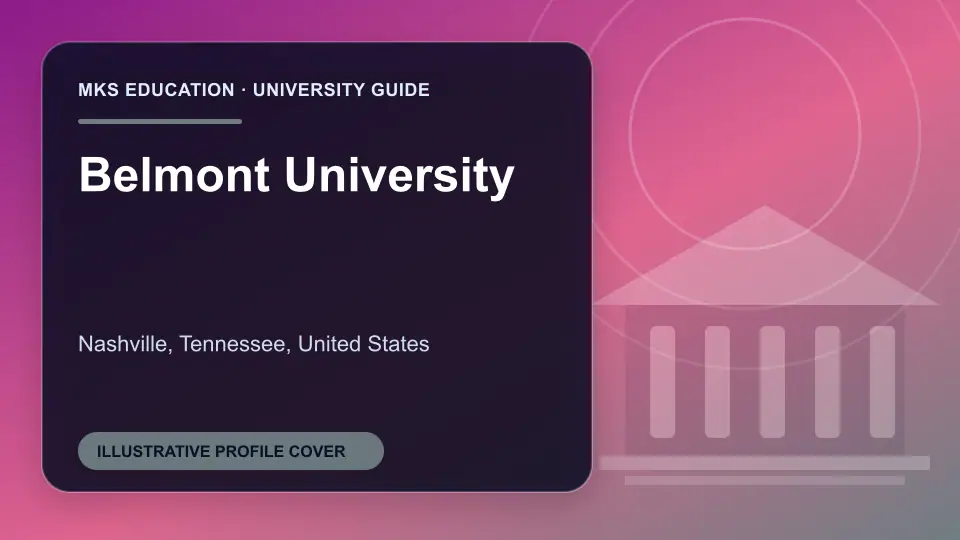 Illustrative MKS Education profile cover for Belmont University in the USA