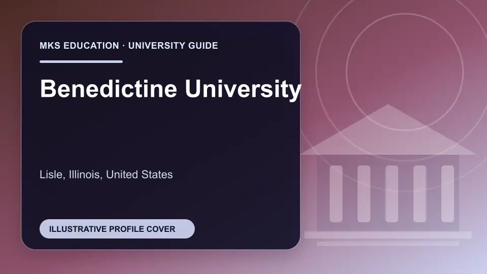 Illustrative MKS Education profile cover for Benedictine University in the USA