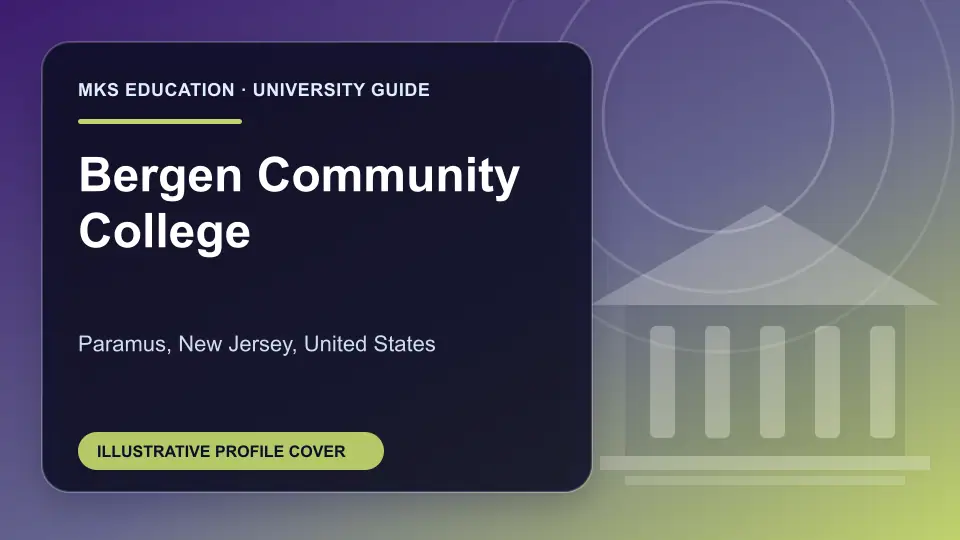 Illustrative MKS Education profile cover for Bergen Community College in the USA