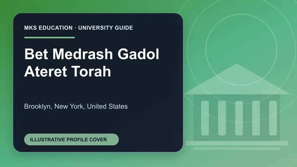 Illustrative MKS Education profile cover for Bet Medrash Gadol Ateret Torah in the USA