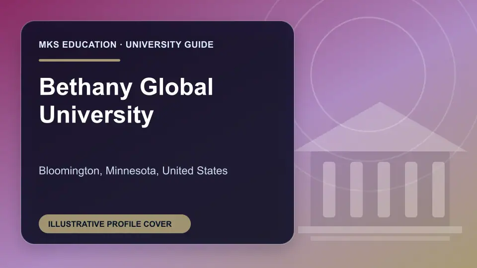 Illustrative MKS Education profile cover for Bethany Global University in the USA