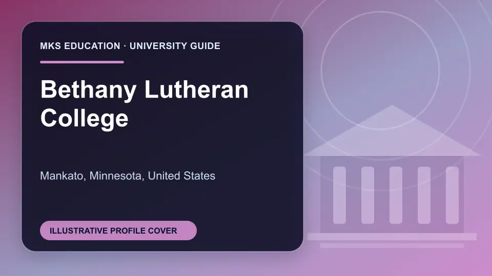 Illustrative MKS Education profile cover for Bethany Lutheran College in the USA