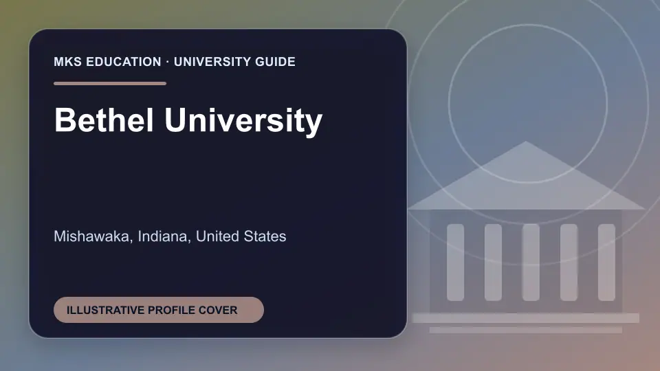 Illustrative MKS Education profile cover for Bethel University in the USA