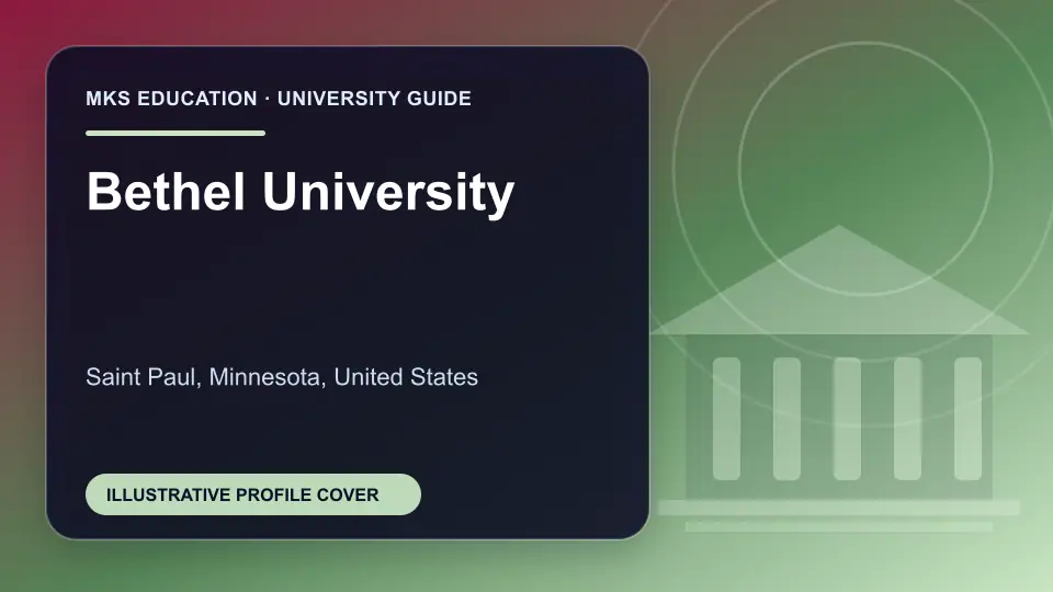 Illustrative MKS Education profile cover for Bethel University in the USA