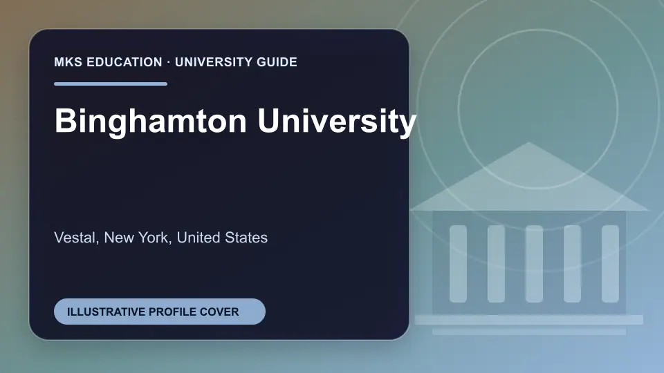 Illustrative MKS Education profile cover for Binghamton University in the USA